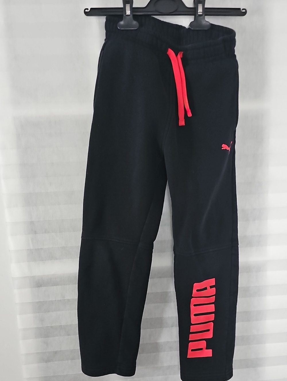 Puma Kids Black Joggers with Bright Pink Accents